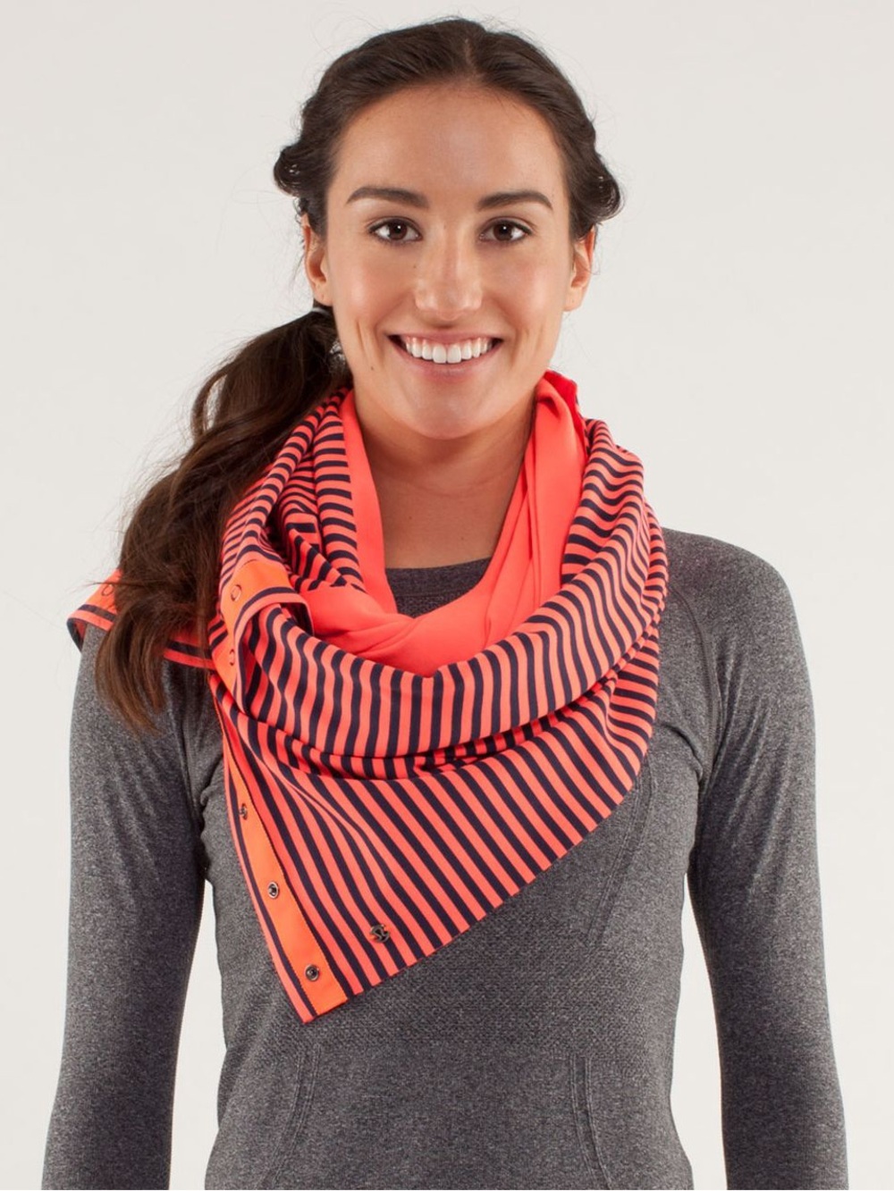 lululemon athletica Coral and Navy Striped Vinyasa Scarf